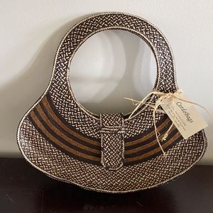 CordoBags MIRANDA HALF MOON STRAW BAG NWT